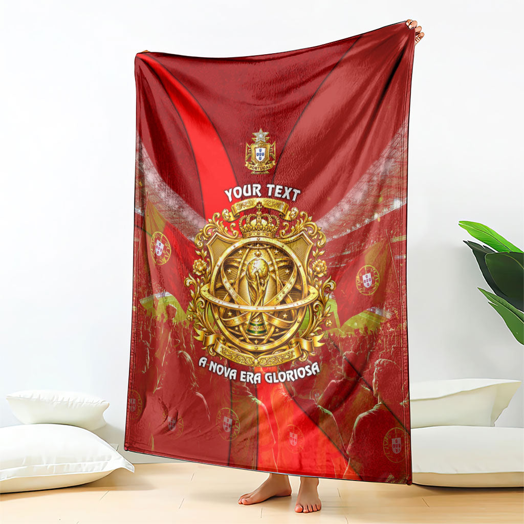 Custom Portugal Football World Champions 2026 Blanket Golden Shield Crown Crest Soccer Trophy