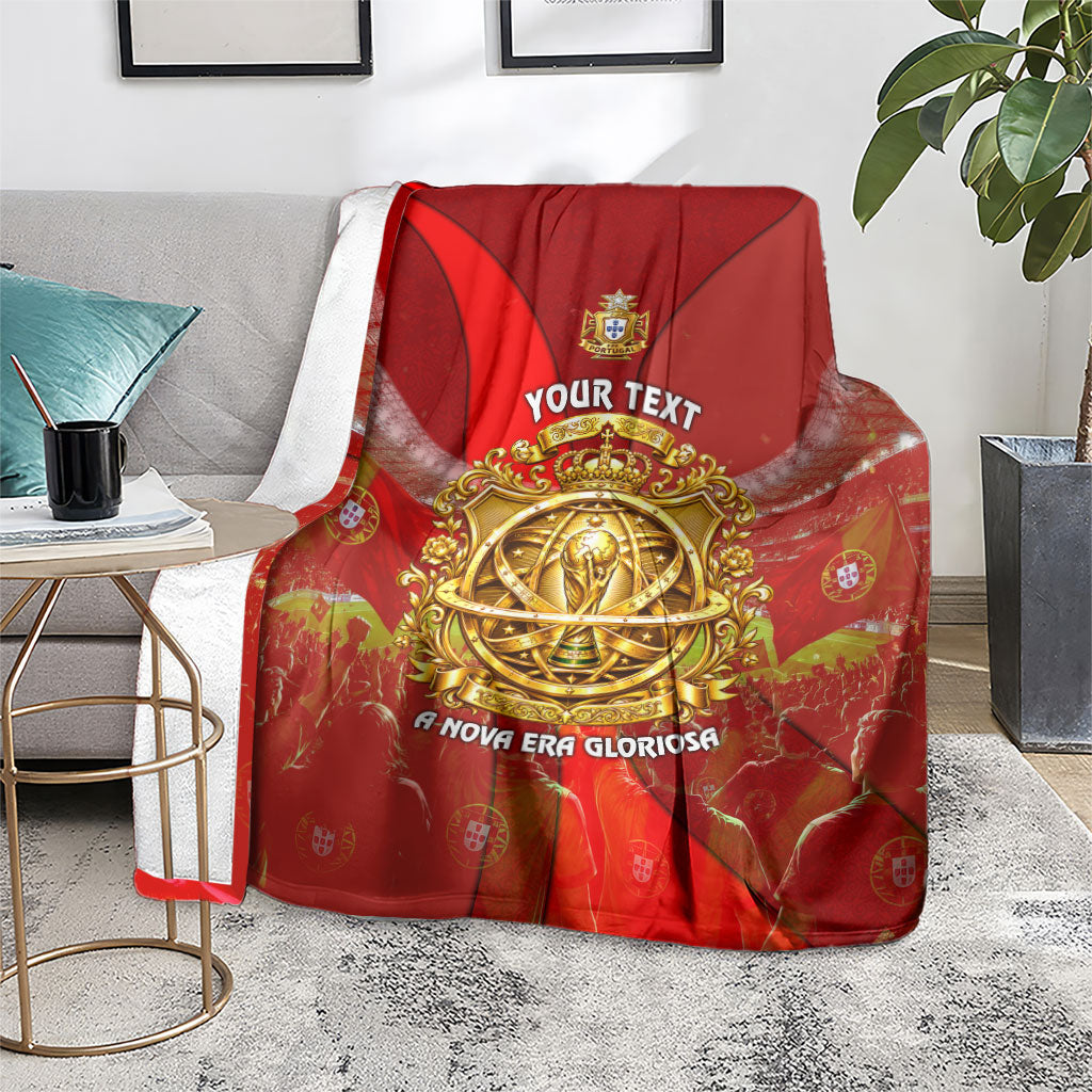 Custom Portugal Football World Champions 2026 Blanket Golden Shield Crown Crest Soccer Trophy
