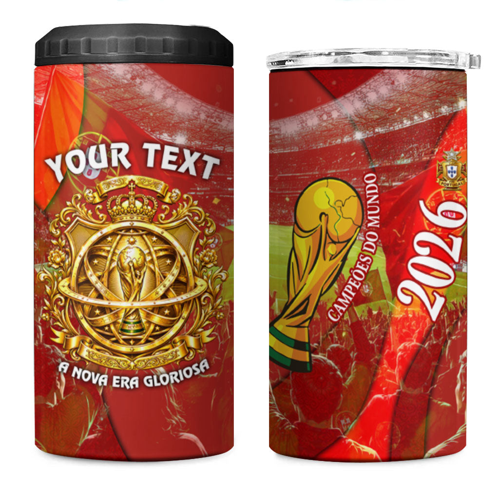 Custom Portugal Football World Champions 2026 4 in 1 Can Cooler Tumbler Golden Shield Crown Crest Soccer Trophy