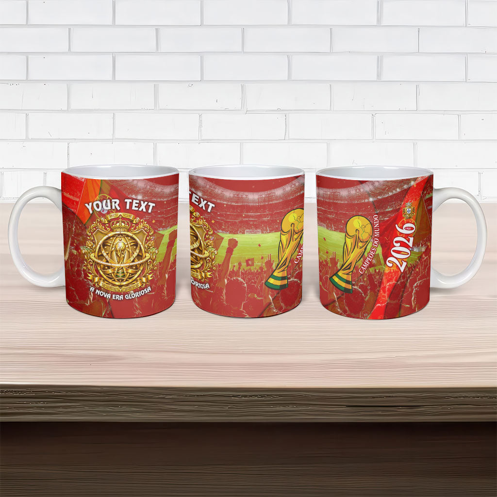 Custom Portugal Football World Champions 2026 Ceramic Mug Golden Shield Crown Crest Soccer Trophy