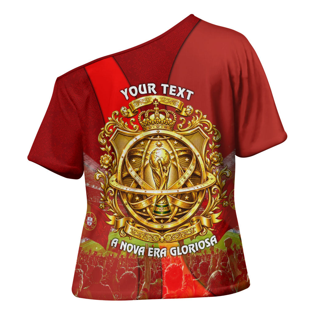 Custom Portugal Football World Champions 2026 Cross Shoulder Shirt Golden Shield Crown Crest Soccer Trophy