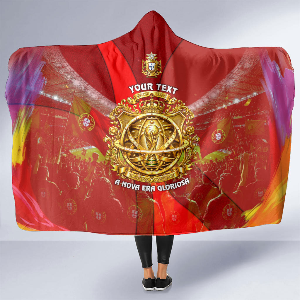 Custom Portugal Football World Champions 2026 Hooded Blanket Golden Shield Crown Crest Soccer Trophy