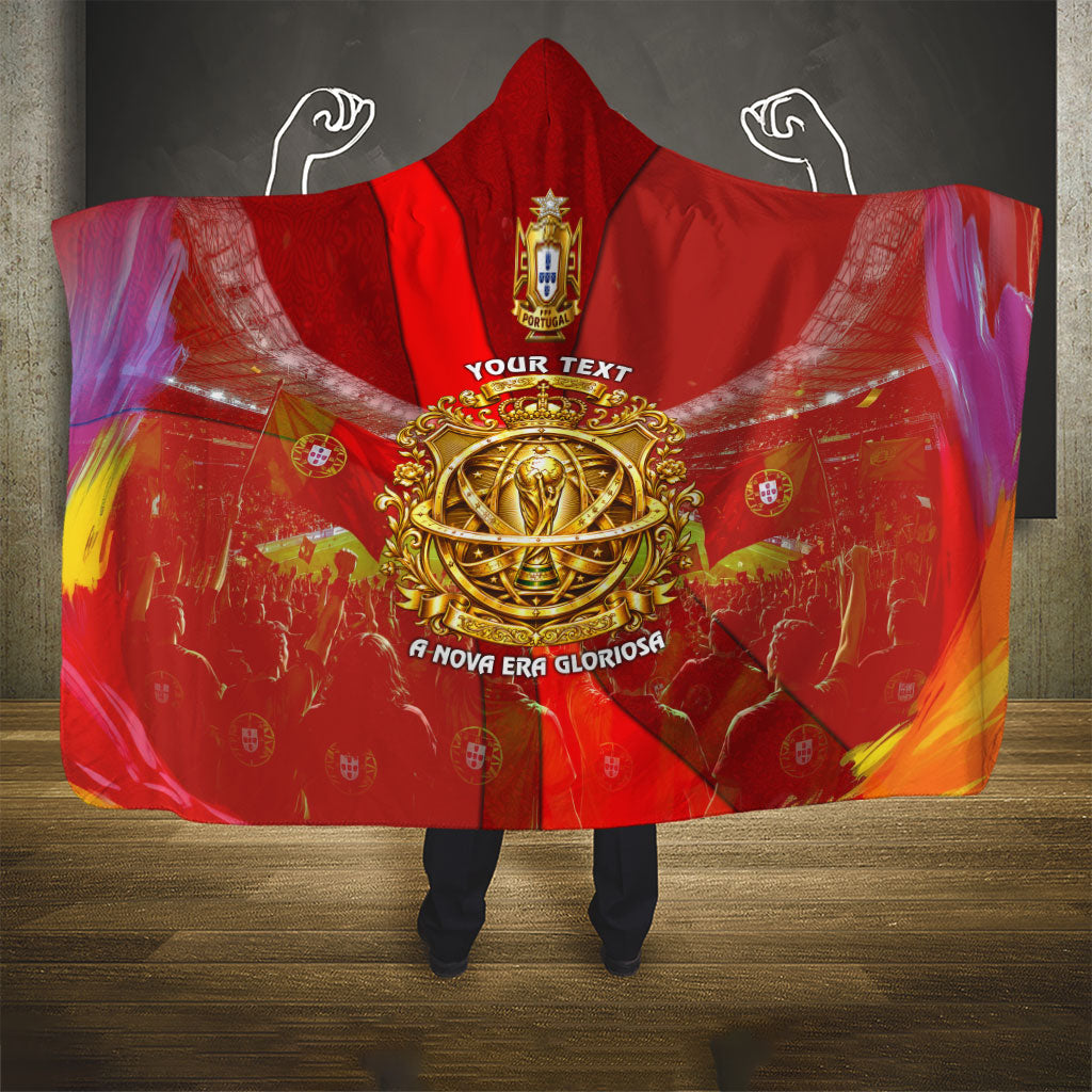 Custom Portugal Football World Champions 2026 Hooded Blanket Golden Shield Crown Crest Soccer Trophy