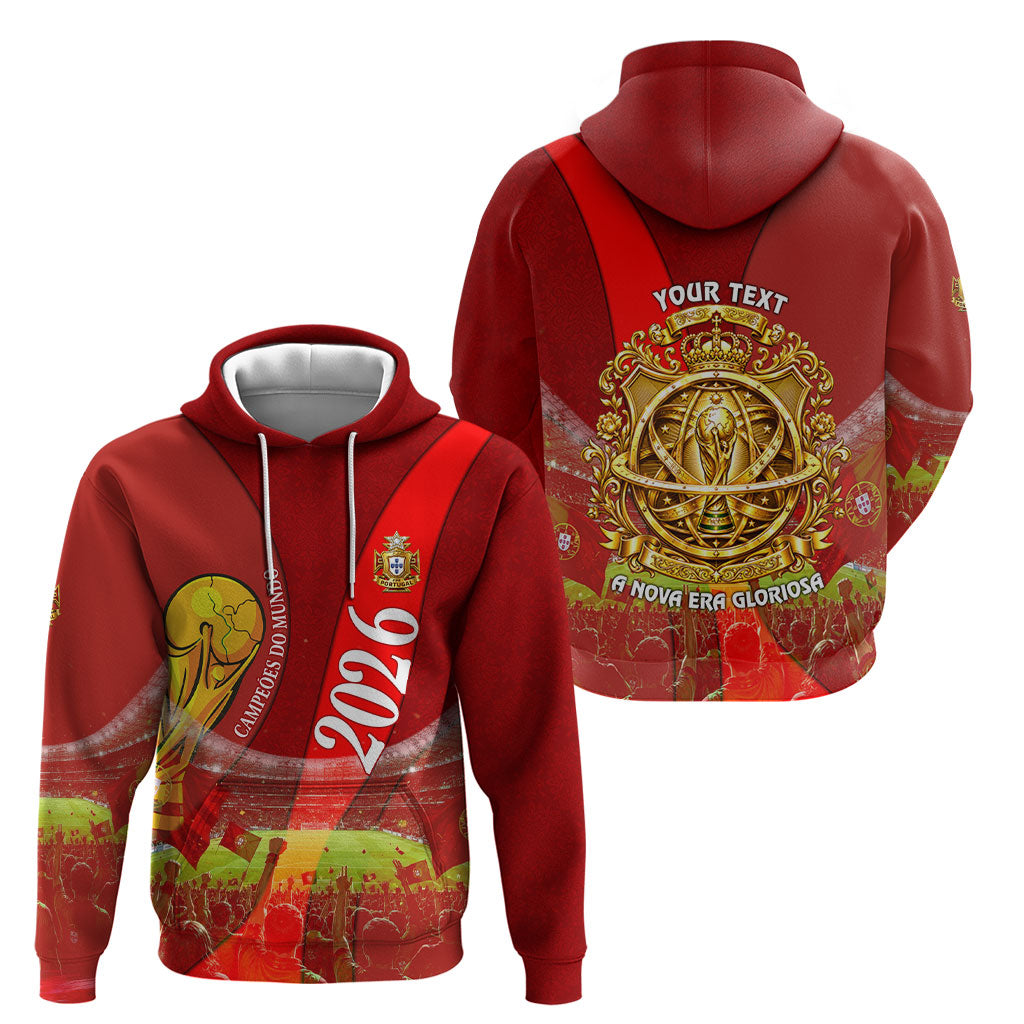 Custom Portugal Football World Champions 2026 Hoodie Golden Shield Crown Crest Soccer Trophy