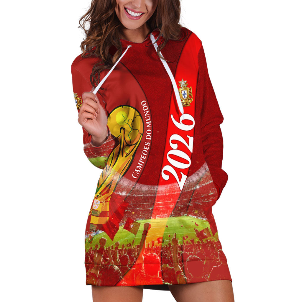 Custom Portugal Football World Champions 2026 Hoodie Dress Golden Shield Crown Crest Soccer Trophy
