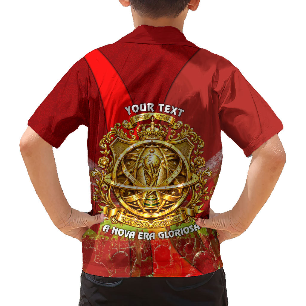 Custom Portugal Football World Champions 2026 Kid Hawaiian Shirt Golden Shield Crown Crest Soccer Trophy
