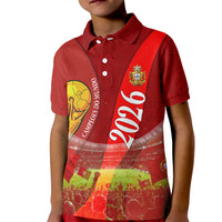 Custom Portugal Football World Champions 2026 Kid Polo Shirt Golden Shield Crown Crest Soccer Trophy