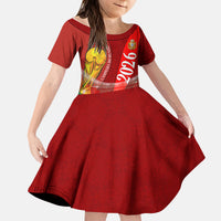 Custom Portugal Football World Champions 2026 Kid Short Sleeve Dress Golden Shield Crown Crest Soccer Trophy