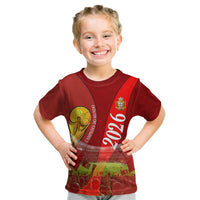 Custom Portugal Football World Champions 2026 Kid T Shirt Golden Shield Crown Crest Soccer Trophy