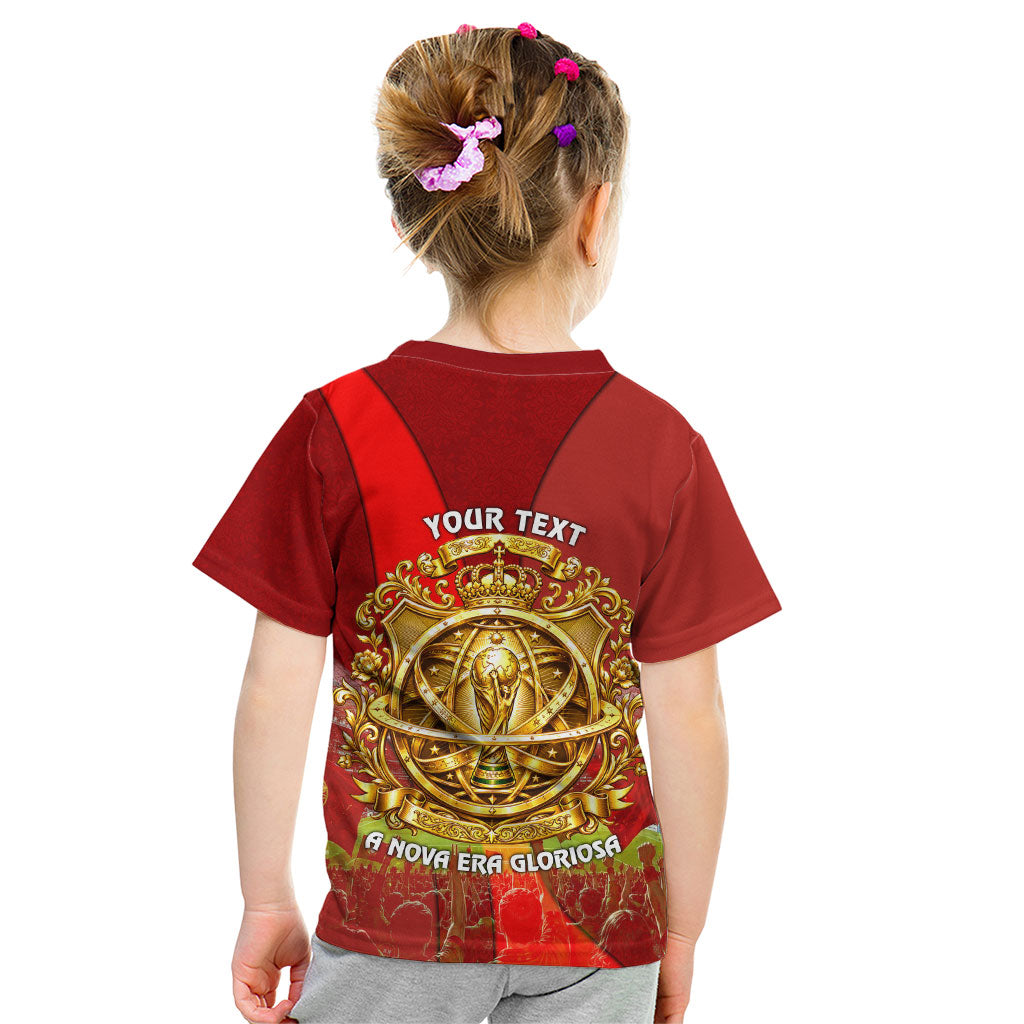 Custom Portugal Football World Champions 2026 Kid T Shirt Golden Shield Crown Crest Soccer Trophy