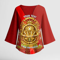 Custom Portugal Football World Champions 2026 Kimono Sleeve Blouse Golden Shield Crown Crest Soccer Trophy