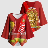 Custom Portugal Football World Champions 2026 Kimono Sleeve Blouse Golden Shield Crown Crest Soccer Trophy