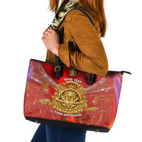 Custom Portugal Football World Champions 2026 Leather Tote Bag Golden Shield Crown Crest Soccer Trophy