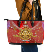 Custom Portugal Football World Champions 2026 Leather Tote Bag Golden Shield Crown Crest Soccer Trophy