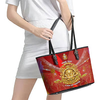 Custom Portugal Football World Champions 2026 Leather Tote Bag Golden Shield Crown Crest Soccer Trophy