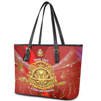 Custom Portugal Football World Champions 2026 Leather Tote Bag Golden Shield Crown Crest Soccer Trophy