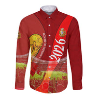 Custom Portugal Football World Champions 2026 Long Sleeve Button Shirt Golden Shield Crown Crest Soccer Trophy