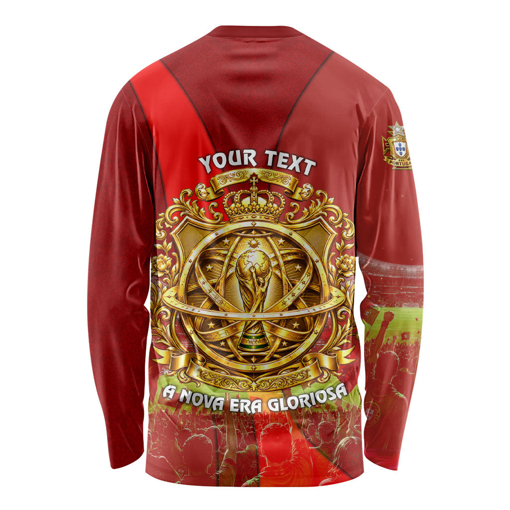Custom Portugal Football World Champions 2026 Long Sleeve Shirt Golden Shield Crown Crest Soccer Trophy