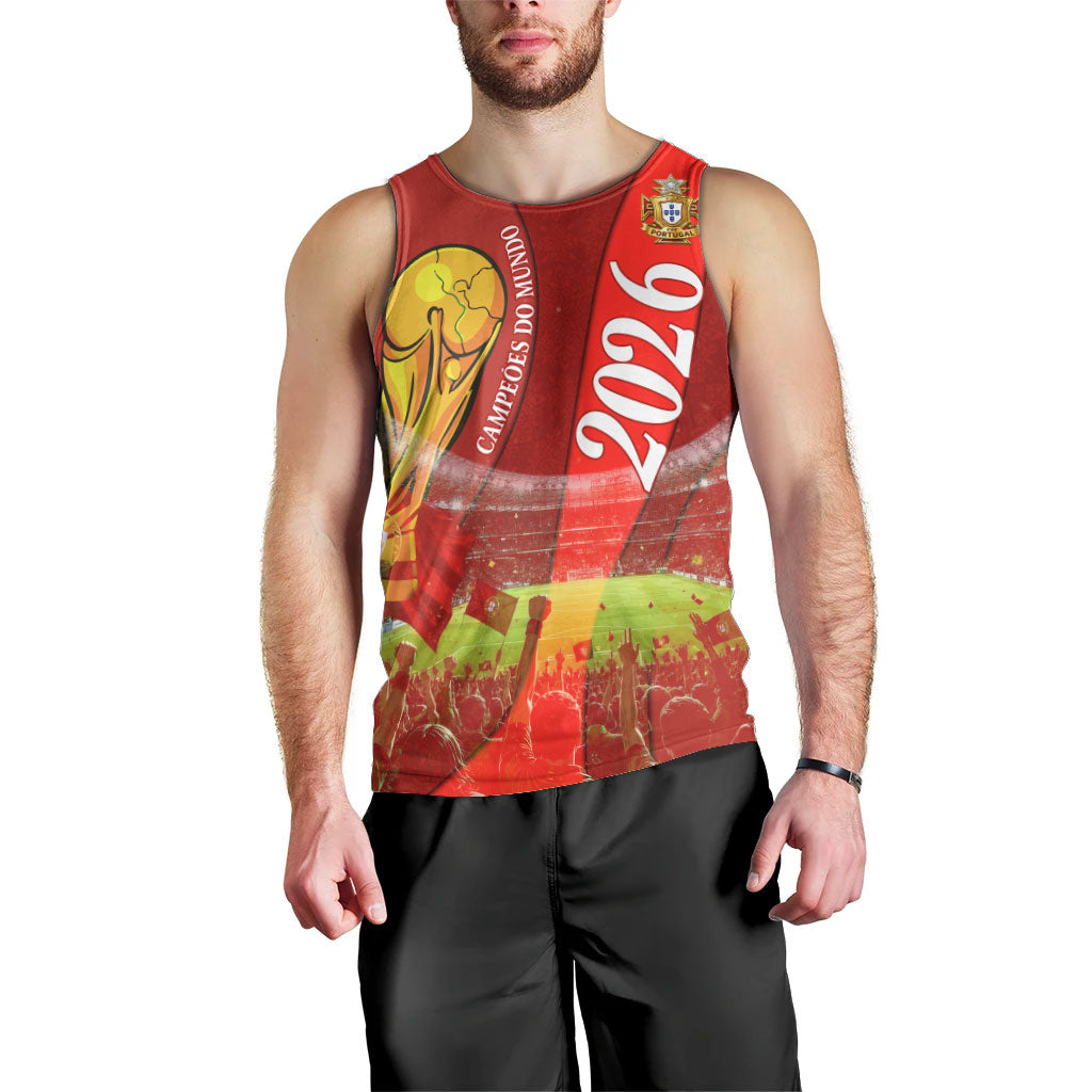 Custom Portugal Football World Champions 2026 Men Tank Top Golden Shield Crown Crest Soccer Trophy