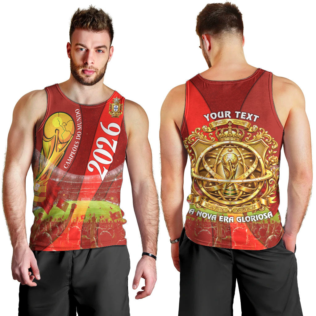 Custom Portugal Football World Champions 2026 Men Tank Top Golden Shield Crown Crest Soccer Trophy