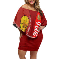 Custom Portugal Football World Champions 2026 Off Shoulder Short Dress Golden Shield Crown Crest Soccer Trophy