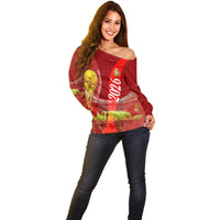 Custom Portugal Football World Champions 2026 Off Shoulder Sweater Golden Shield Crown Crest Soccer Trophy