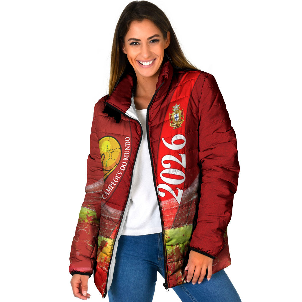 Custom Portugal Football World Champions 2026 Padded Jacket Golden Shield Crown Crest Soccer Trophy