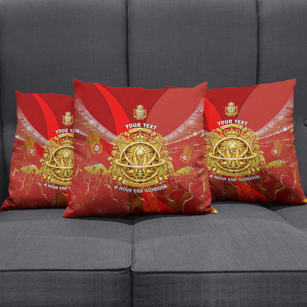 Custom Portugal Football World Champions 2026 Pillow Cover Golden Shield Crown Crest Soccer Trophy