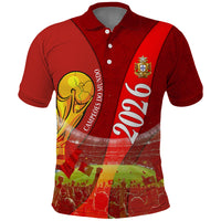 Custom Portugal Football World Champions 2026 Polo Shirt Golden Shield Crown Crest Soccer Trophy