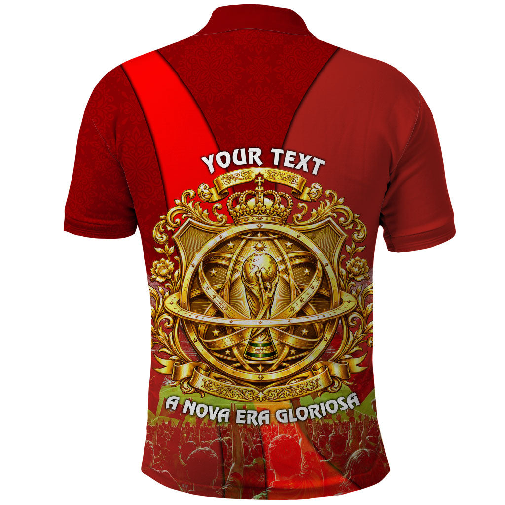 Custom Portugal Football World Champions 2026 Polo Shirt Golden Shield Crown Crest Soccer Trophy