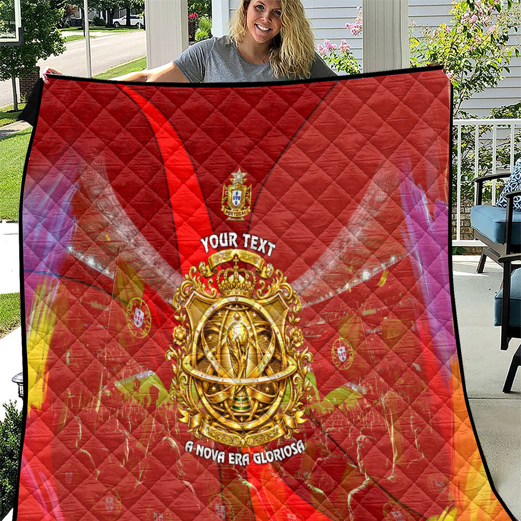 Custom Portugal Football World Champions 2026 Quilt Golden Shield Crown Crest Soccer Trophy