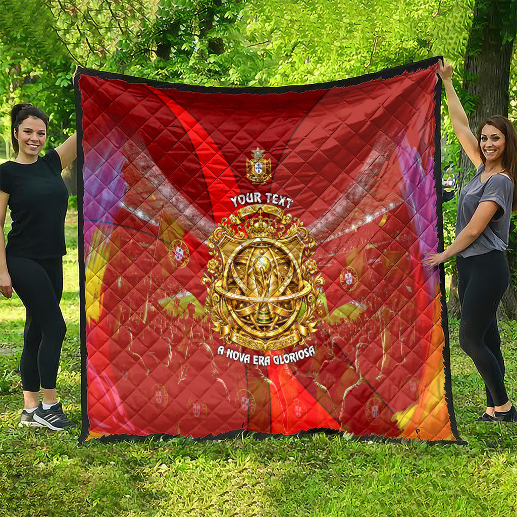 Custom Portugal Football World Champions 2026 Quilt Golden Shield Crown Crest Soccer Trophy
