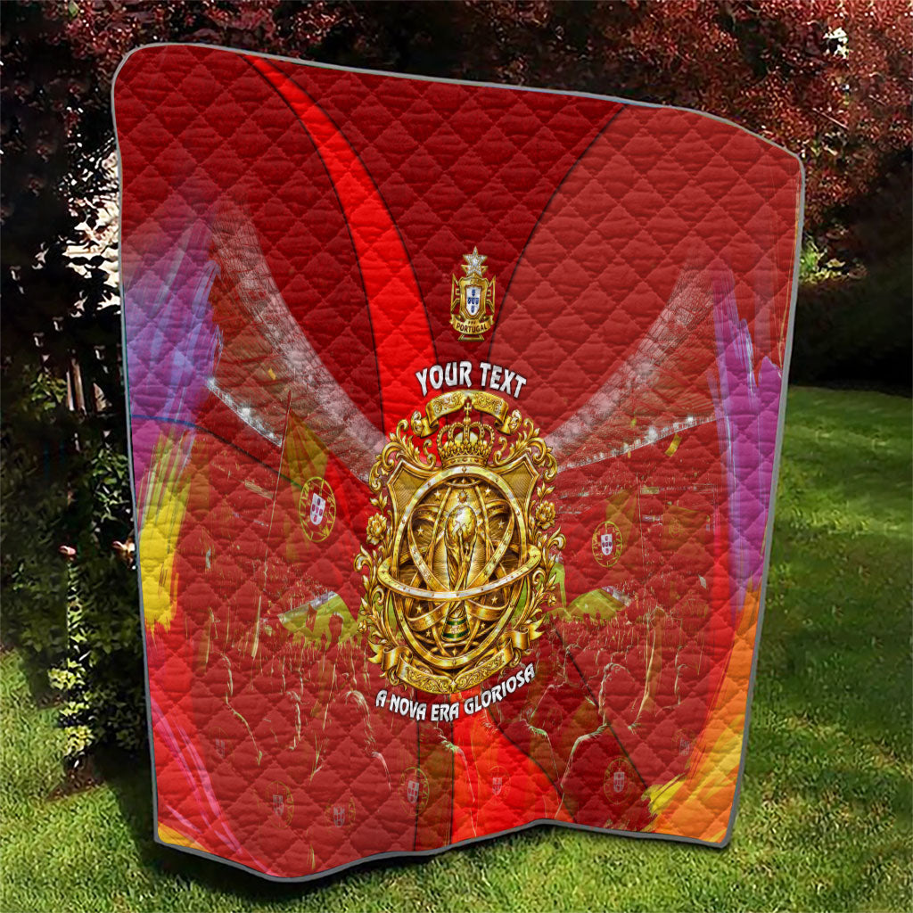 Custom Portugal Football World Champions 2026 Quilt Golden Shield Crown Crest Soccer Trophy