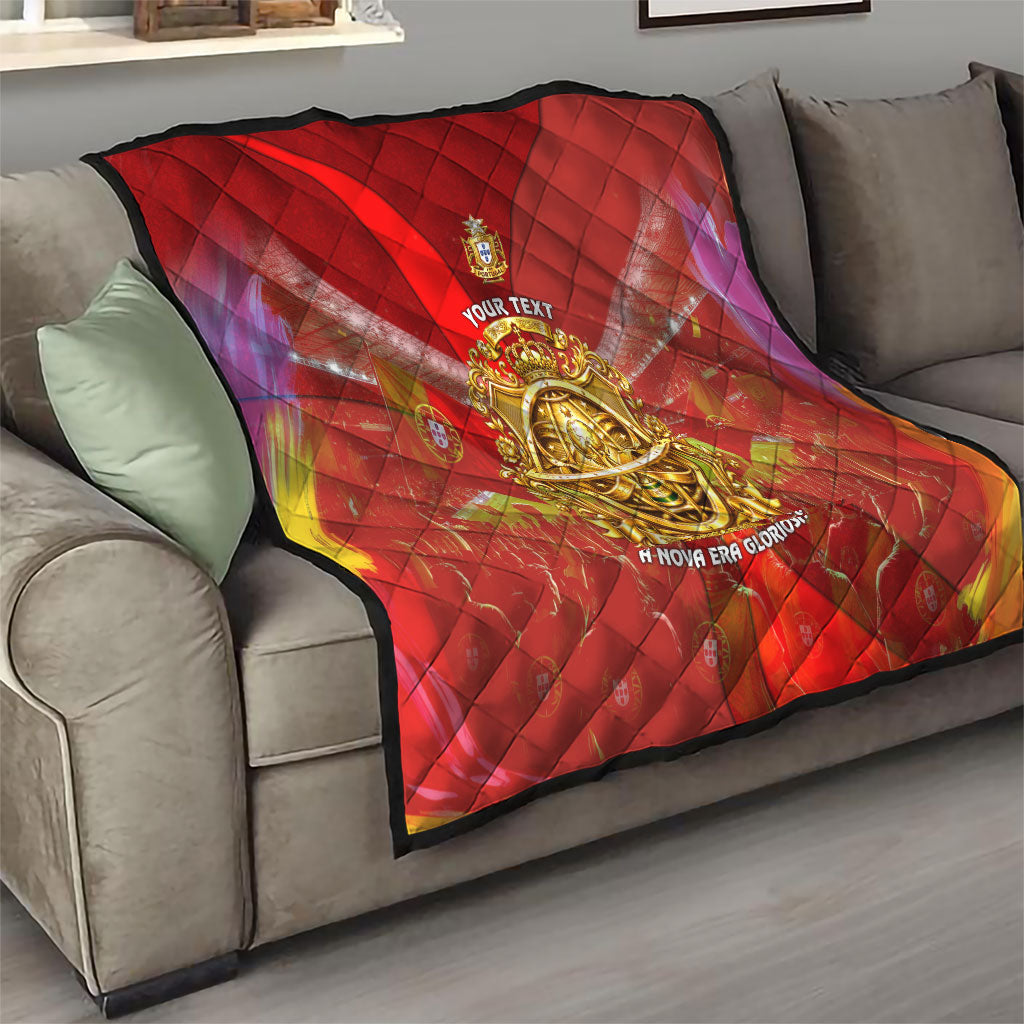 Custom Portugal Football World Champions 2026 Quilt Golden Shield Crown Crest Soccer Trophy