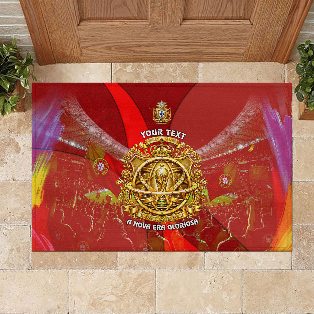 Custom Portugal Football World Champions 2026 Rubber Doormat Golden Shield Crown Crest Soccer Trophy