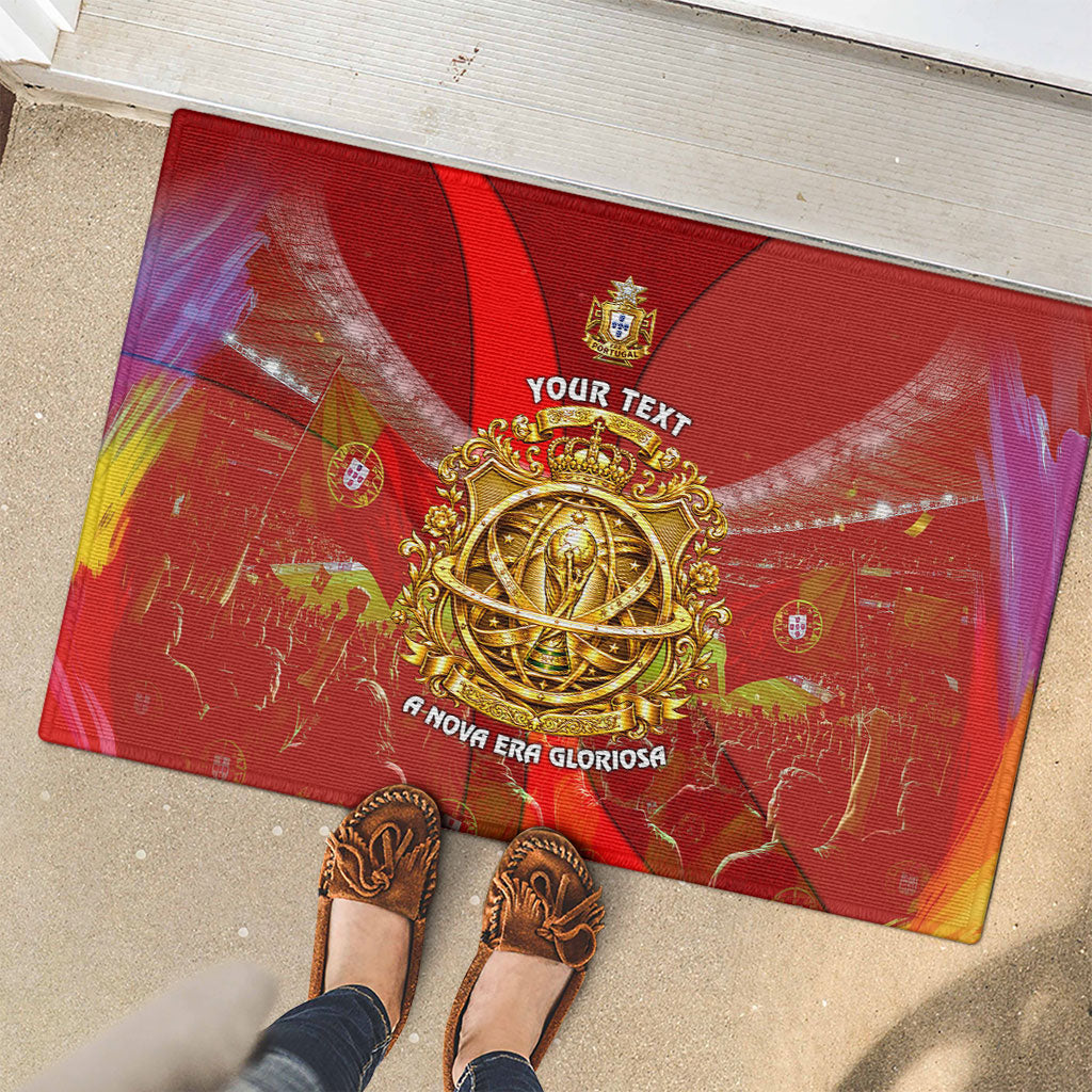 Custom Portugal Football World Champions 2026 Rubber Doormat Golden Shield Crown Crest Soccer Trophy