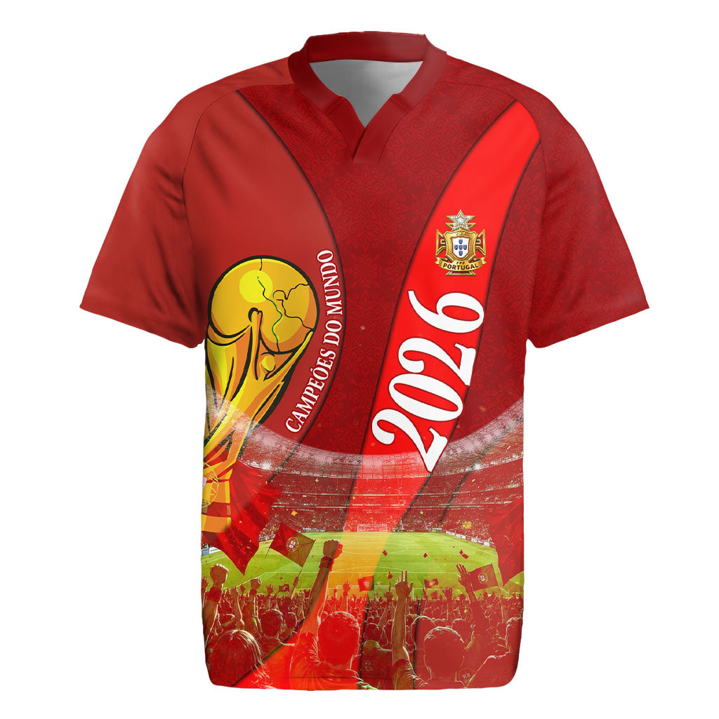 Custom Portugal Football World Champions 2026 Rugby Jersey Golden Shield Crown Crest Soccer Trophy