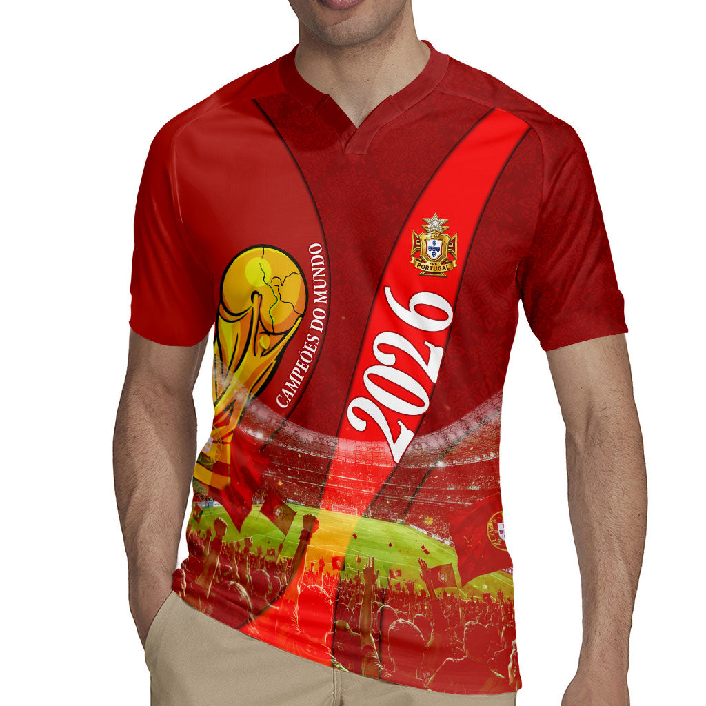 Custom Portugal Football World Champions 2026 Rugby Jersey Golden Shield Crown Crest Soccer Trophy