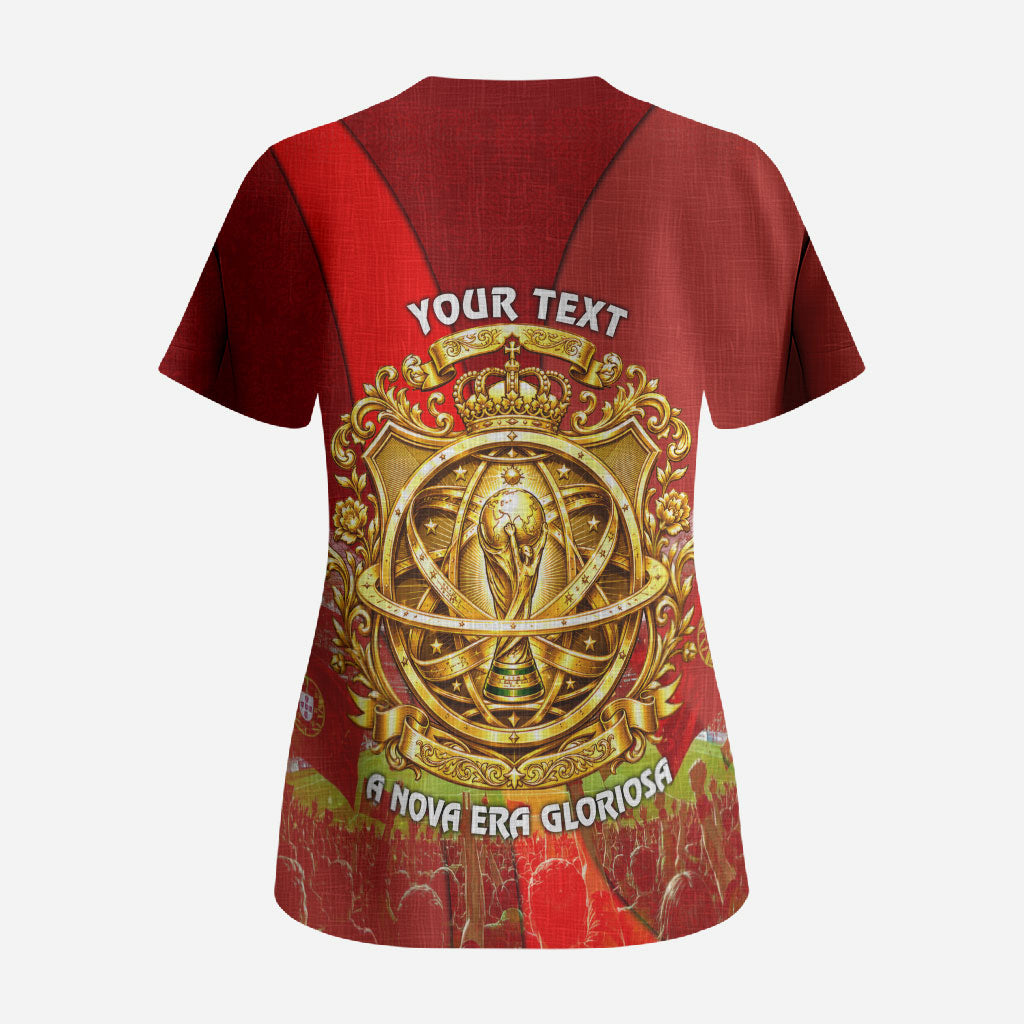 Custom Portugal Football World Champions 2026 Scrub Top Golden Shield Crown Crest Soccer Trophy