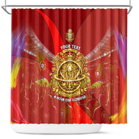 Custom Portugal Football World Champions 2026 Shower Curtain Golden Shield Crown Crest Soccer Trophy