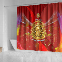 Custom Portugal Football World Champions 2026 Shower Curtain Golden Shield Crown Crest Soccer Trophy