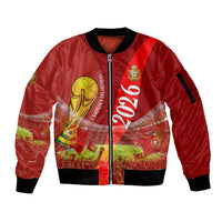 Custom Portugal Football World Champions 2026 Sleeve Zip Bomber Jacket Golden Shield Crown Crest Soccer Trophy