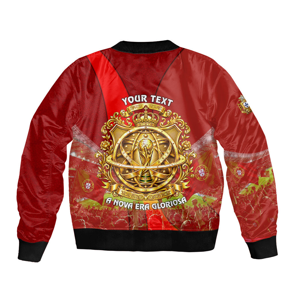 Custom Portugal Football World Champions 2026 Sleeve Zip Bomber Jacket Golden Shield Crown Crest Soccer Trophy