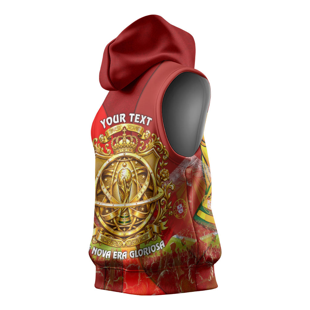 Custom Portugal Football World Champions 2026 Sleeveless Hoodie Golden Shield Crown Crest Soccer Trophy