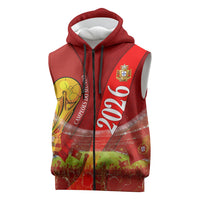 Custom Portugal Football World Champions 2026 Sleeveless Zip Hoodie Golden Shield Crown Crest Soccer Trophy