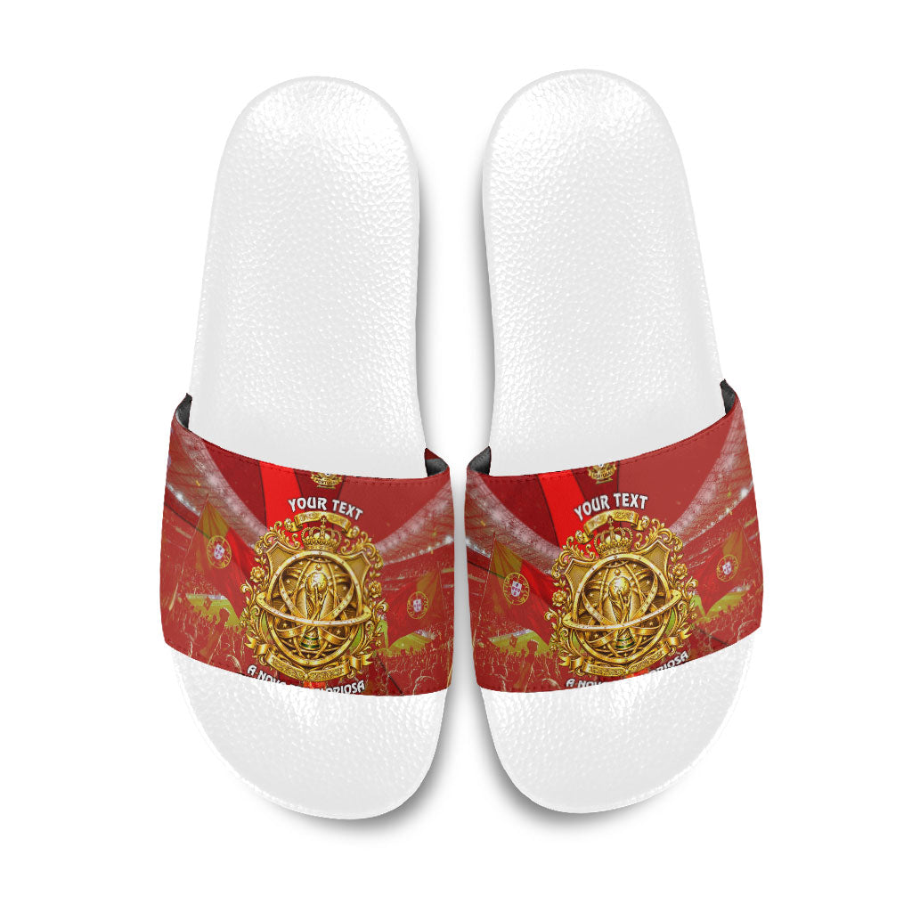 Custom Portugal Football World Champions 2026 Slide Sandals Golden Shield Crown Crest Soccer Trophy