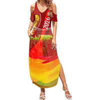 Custom Portugal Football World Champions 2026 Summer Maxi Dress Golden Shield Crown Crest Soccer Trophy