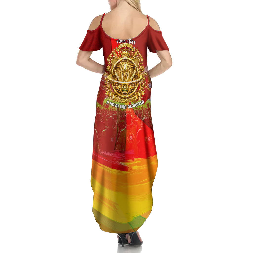 Custom Portugal Football World Champions 2026 Summer Maxi Dress Golden Shield Crown Crest Soccer Trophy