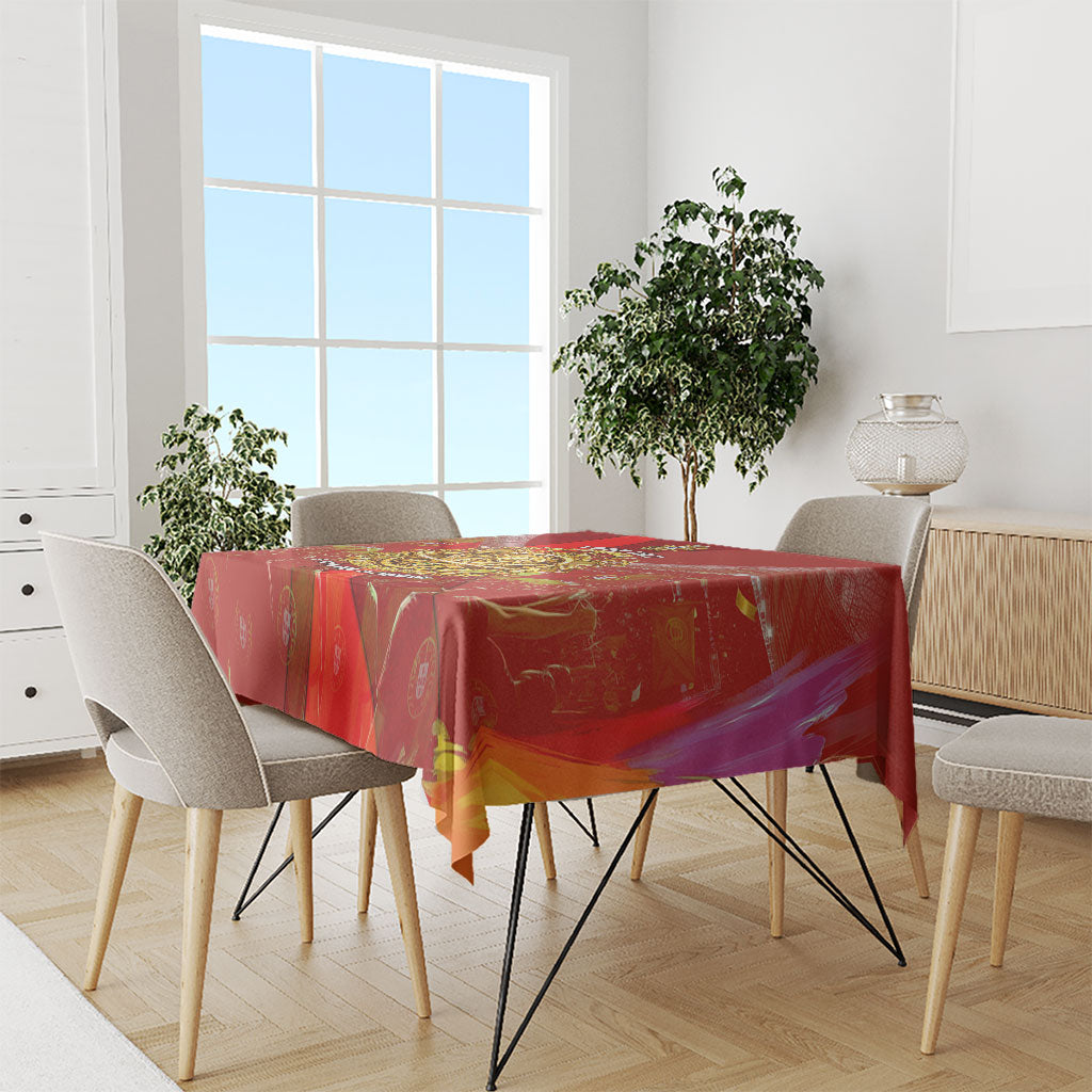 Custom Portugal Football World Champions 2026 Tablecloth Golden Shield Crown Crest Soccer Trophy