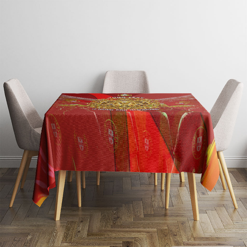 Custom Portugal Football World Champions 2026 Tablecloth Golden Shield Crown Crest Soccer Trophy